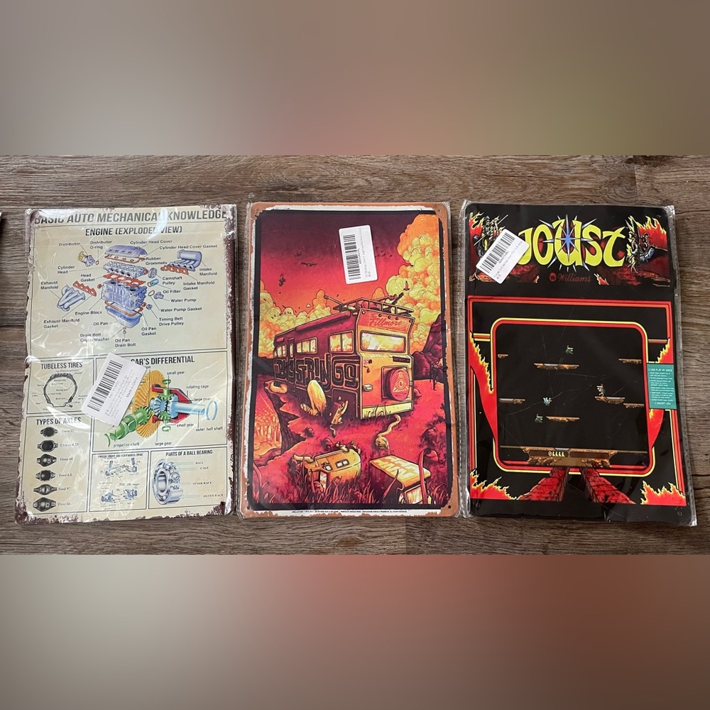 New - Bundle of 3 Decorative Small Metal Signs